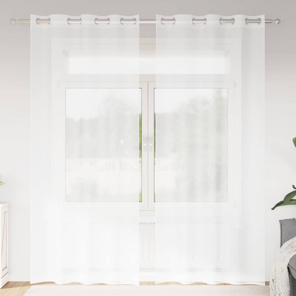 Voile Curtain with Curtains 2 pcs White 140x225cm Polyester